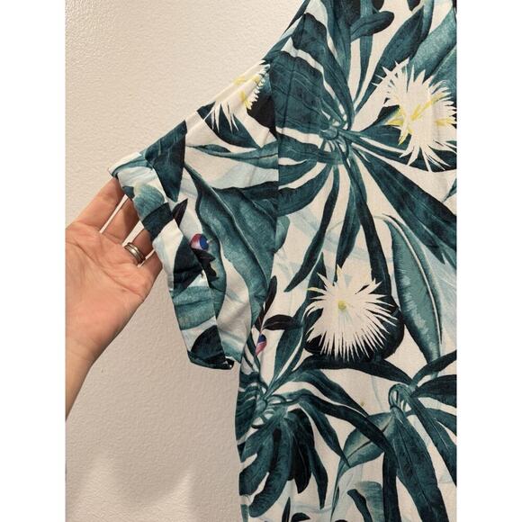 H&M X Anna Glover Size 14 Tropical Palm Leaf Print Tunic Top Resort FLAW - Picture 4 of 7